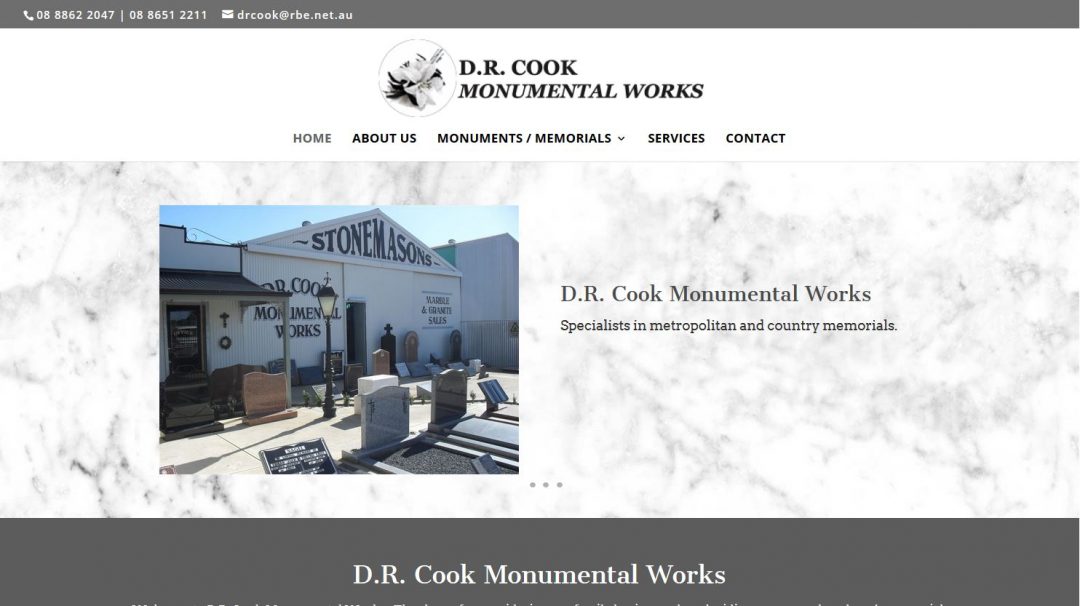 website design for D.R. Cook Monumental Works