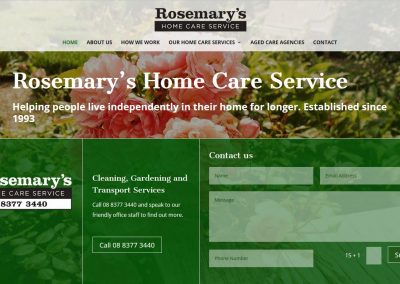 Website for Rosemary's Home Care Service in Adelaide
