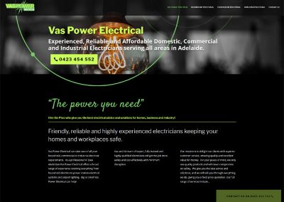 website design vas power electrical services adelaide