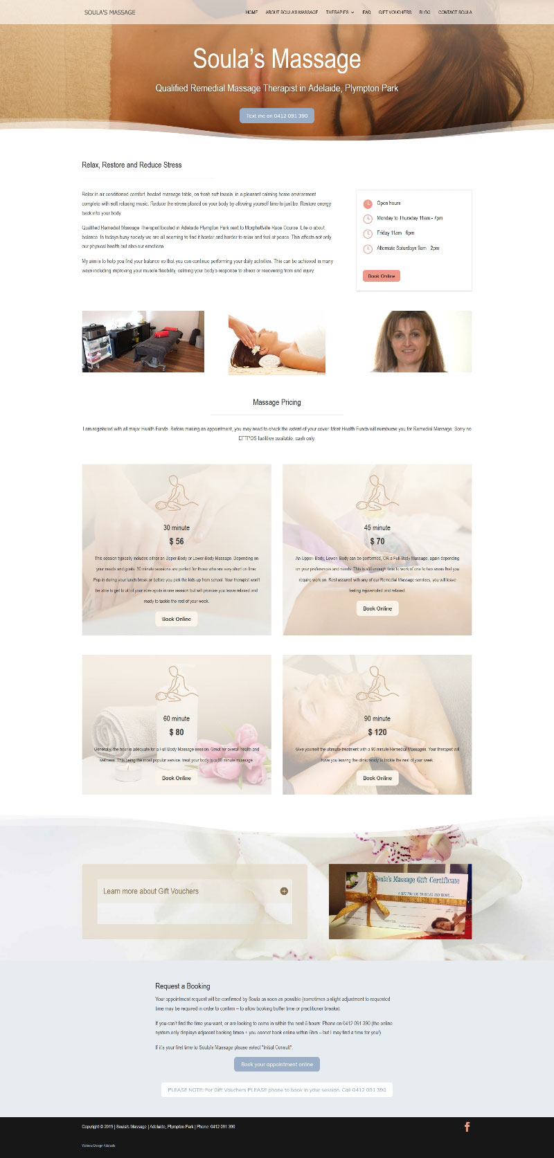 Massage Therapist in Adelaide Website design Massage Therapist in Adelaide Website design