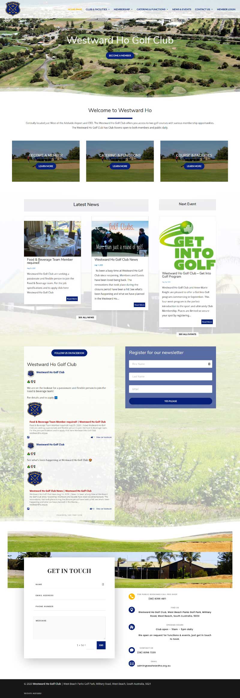 Website design for Westward Ho Golf Club