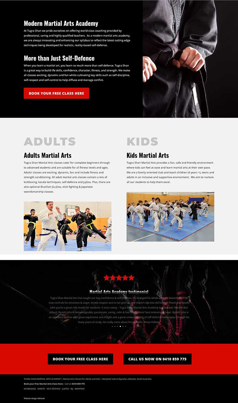 Tugra-Shan-Martial-Arts2 ecommerce booking website design adelaide