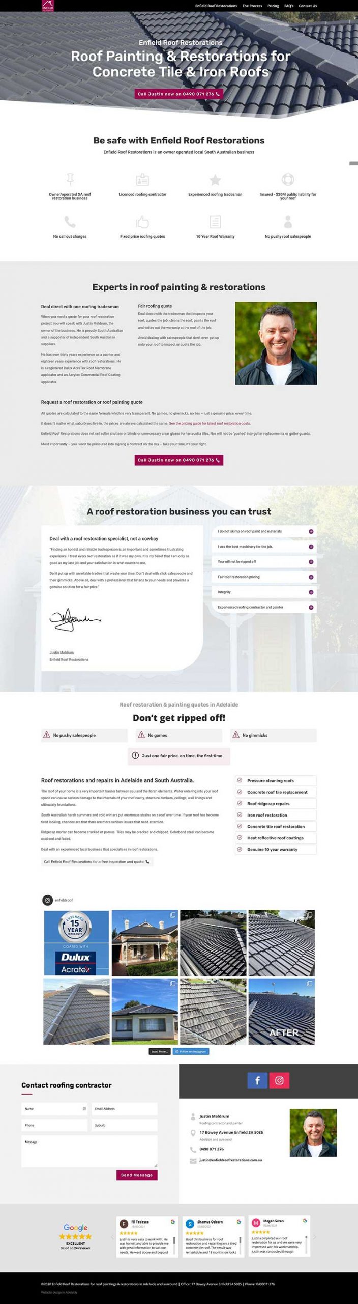 Website design for roof restoration business in Adelaide Website design for roof restoration business in Adelaide