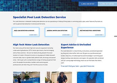 Business website for leak detection business in Adelaide