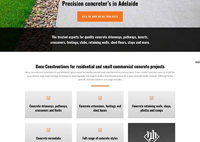 web design for concrete business in adelaide