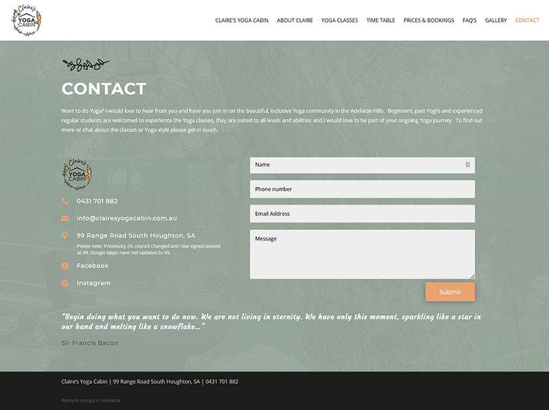 website design for a yoga studio in adelaide hills website design for a yoga studio in adelaide hills