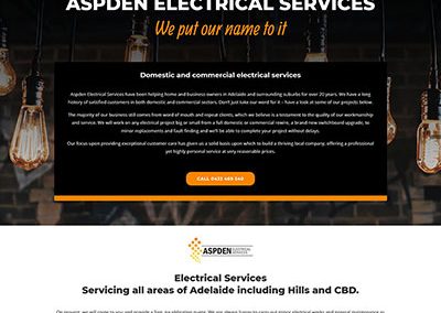 Website design for electrician in Adelaide