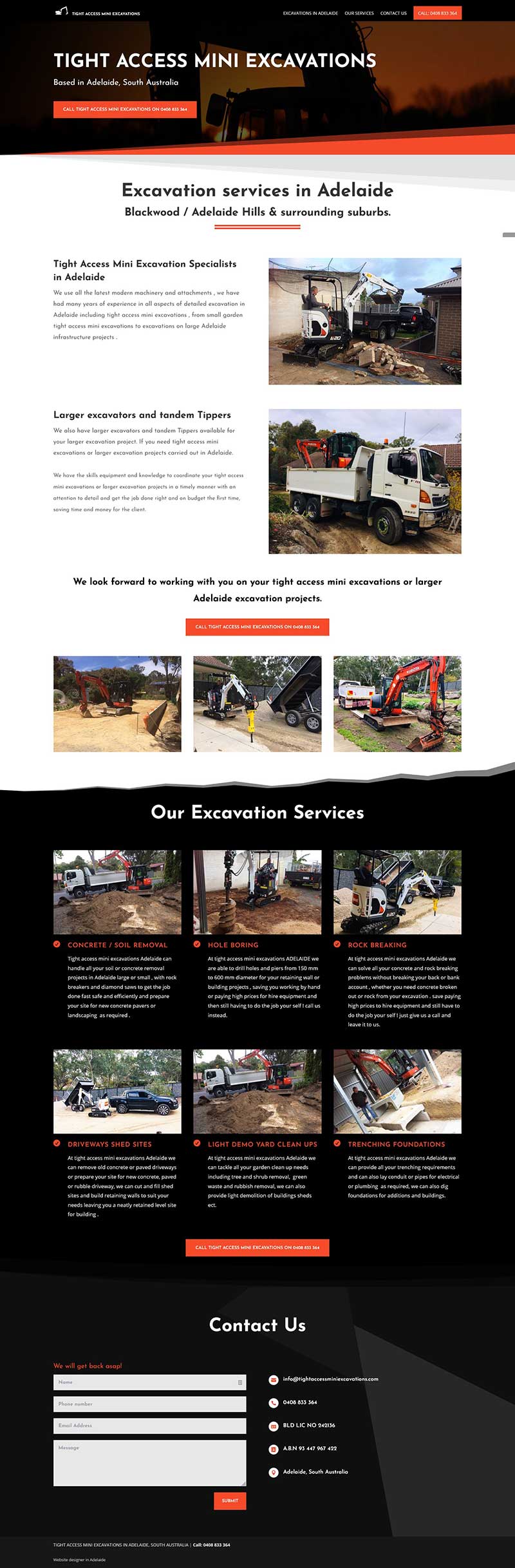 Website design for an excavation business in Adelaide Website design for an excavation business in Adelaide