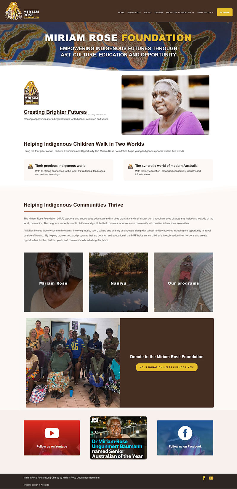 Miriam Rose Foundation website design copywriting adelaide Miriam Rose Foundation website design copywriting adelaide