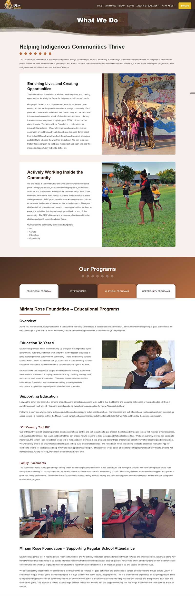 Miriam Rose Foundation website design copywriting adelaide Miriam Rose Foundation website design copywriting adelaide