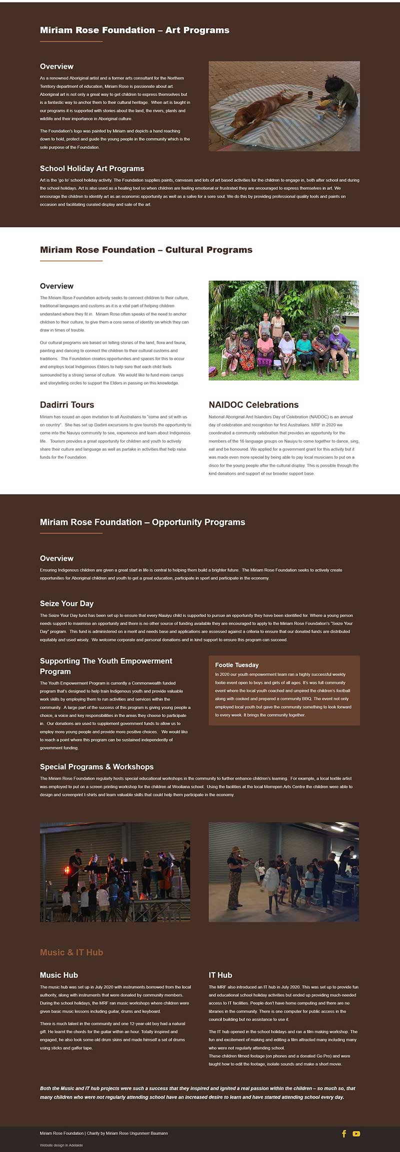 Miriam Rose Foundation website design copywriting adelaide Miriam Rose Foundation website design copywriting adelaide