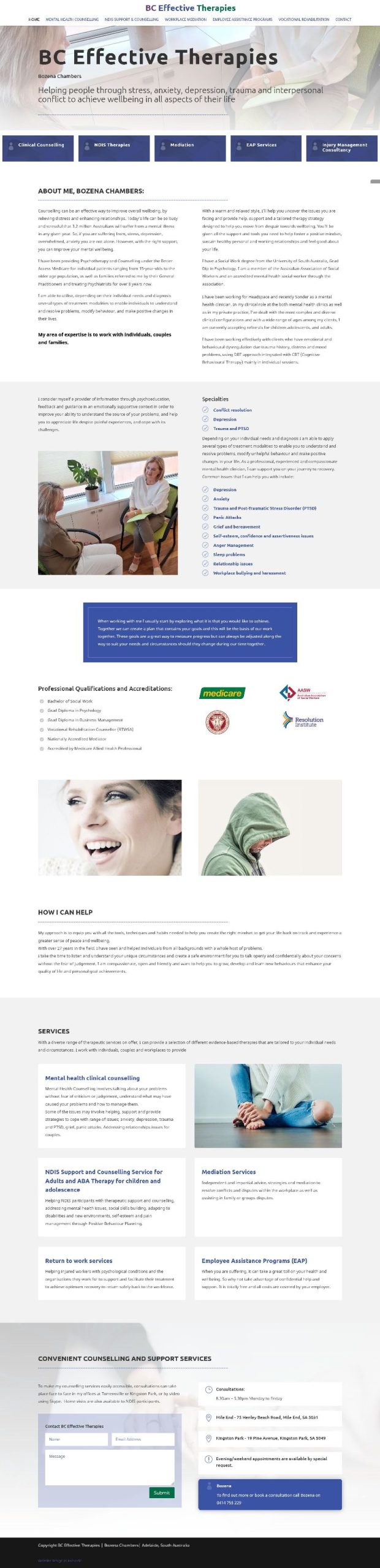therapies adelaide website design2 Website design for Mental Health Counsellor Adelaide