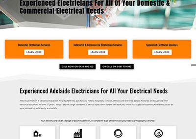 Website design for an electrical firm in Adelaide