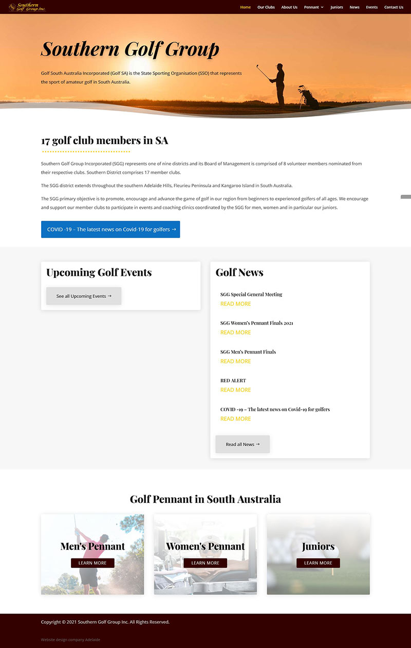Website design for a golf club in South Australia Website design for a golf club in South Australia