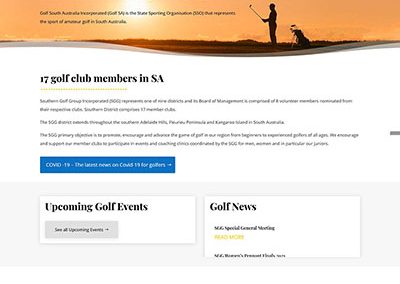 Website design for a golf club in South Australia