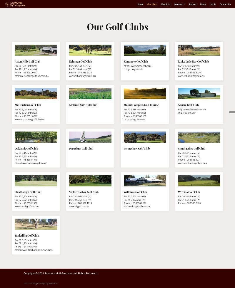 Website design for a golf club in South Australia Website design for a golf club in South Australia