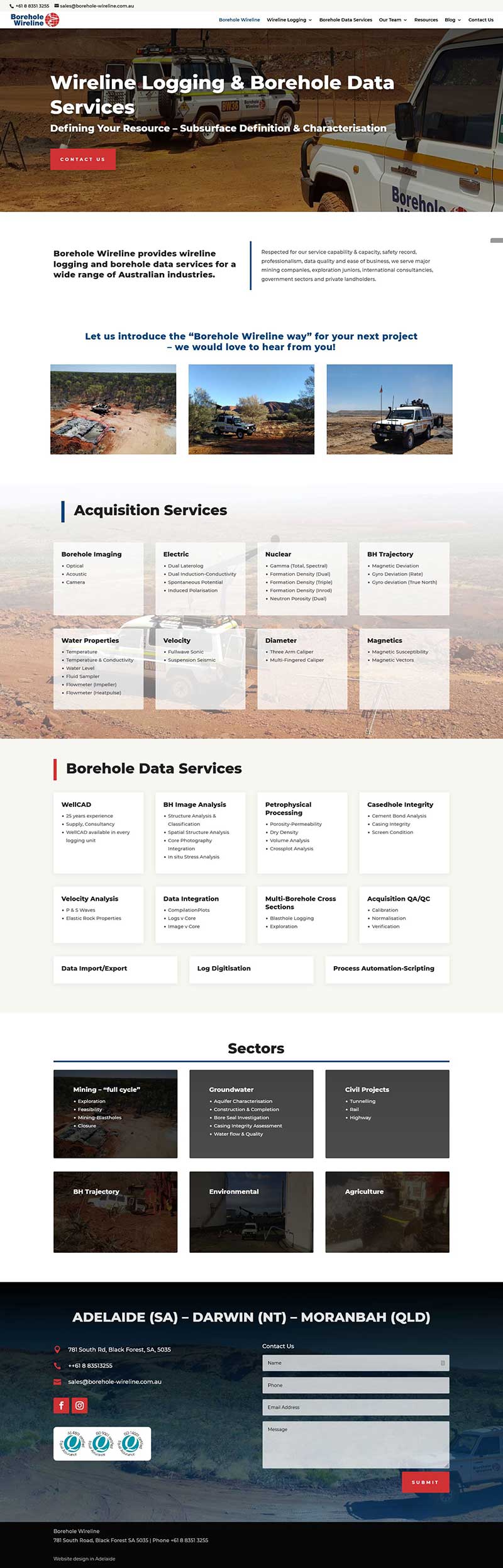 website design in Adelaide Borehole Wireline website design in Adelaide Borehole Wireline