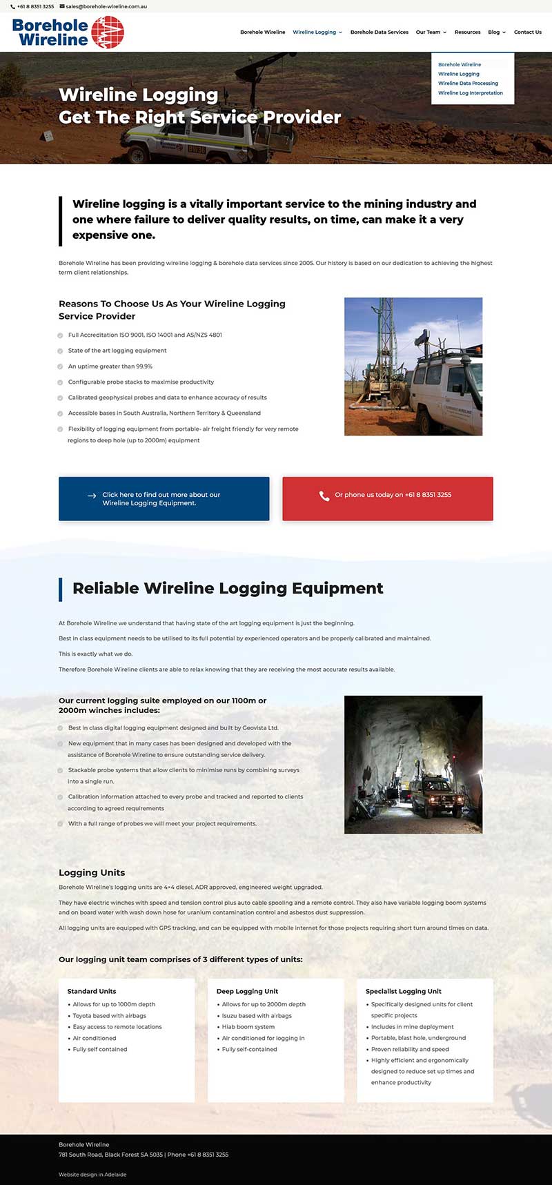 website design in Adelaide Borehole Wireline website design in Adelaide Borehole Wireline
