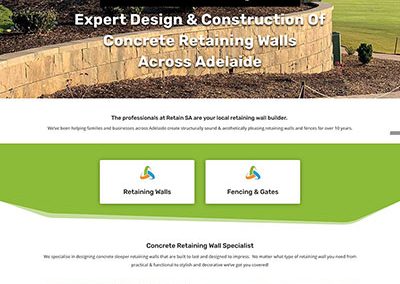 Website design for retaining wall business