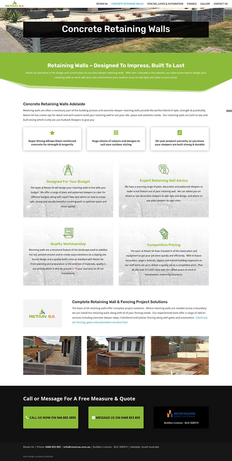 Website design for retaining wall business Website design for retaining wall business