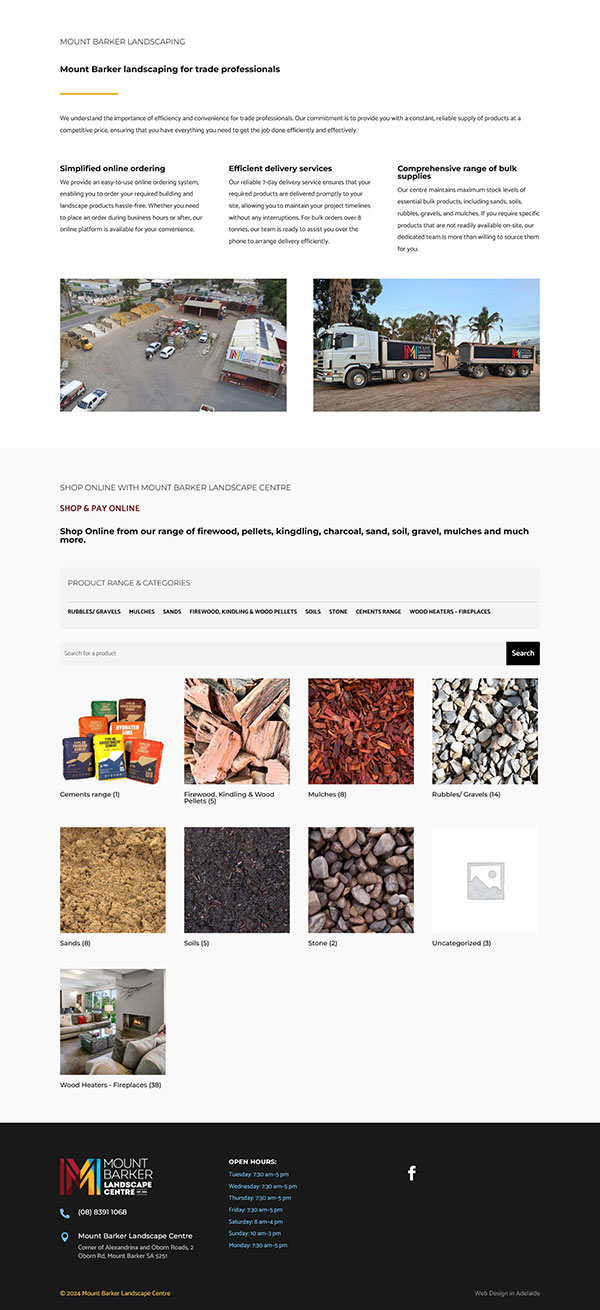 website design for Mount Barker Lanscape Centre